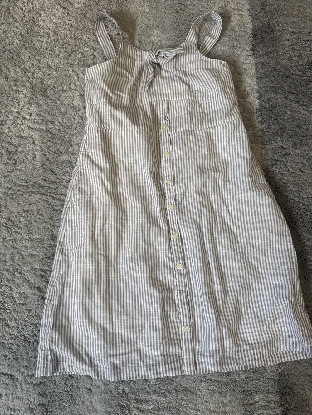 Blue Rain White and Light Blue Striped Tie-Front Sundress